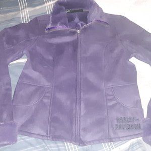 Womens Vintage Harley Davidson faux Fur Purple Jacket Coat Medium